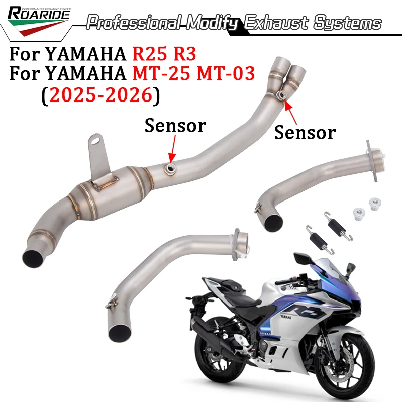 Slip On For YAMAHA YZF R3 R25 MT 25 03 MT03 MT25 2025 2026 Motorcycle Exhaust Muffler Escape Moto Header Modify Front Link Pipe