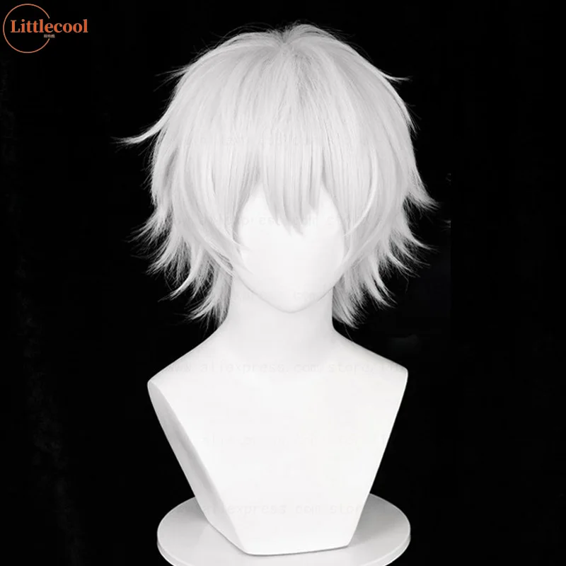 High Quality Kaneki Ken Cosplay Wig 30cm Short Silver White Fluffy Men Heat Resistant Synthetic Anime Wigs + Hairnet image 5