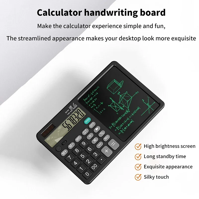 

Scientific Calculator With Writing Drawing Tablet Portable 12Digit LCD Large Display Calculator For Math Study Office Draft Memo