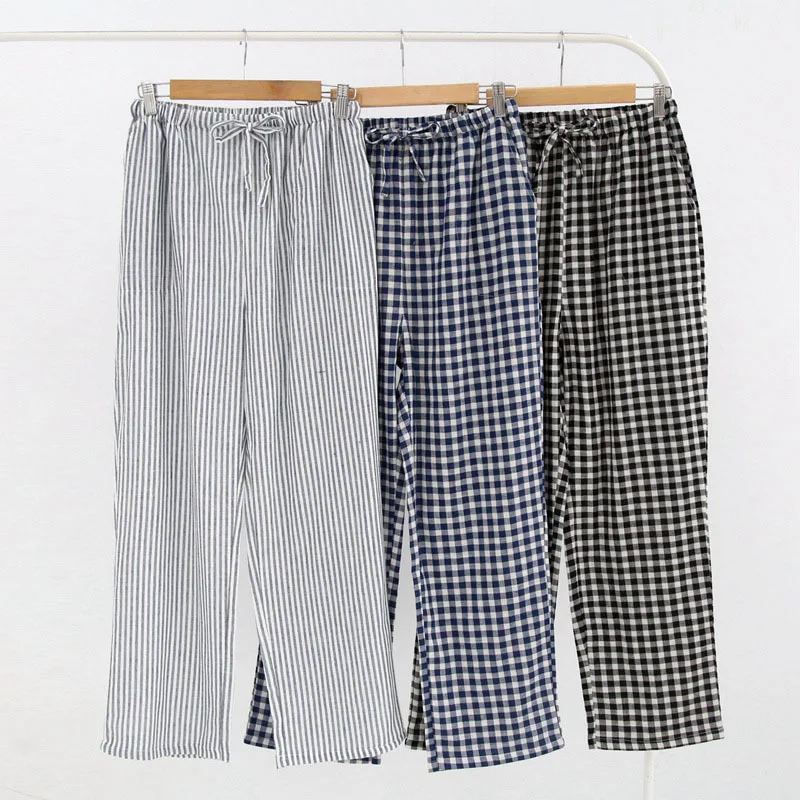 

Mens and Womens Cotton Home Pajama Pants Cotton Plaid Sleep Bottoms Sleeping Lounge Pants Big Size Sleep Wear for Lounge Wear