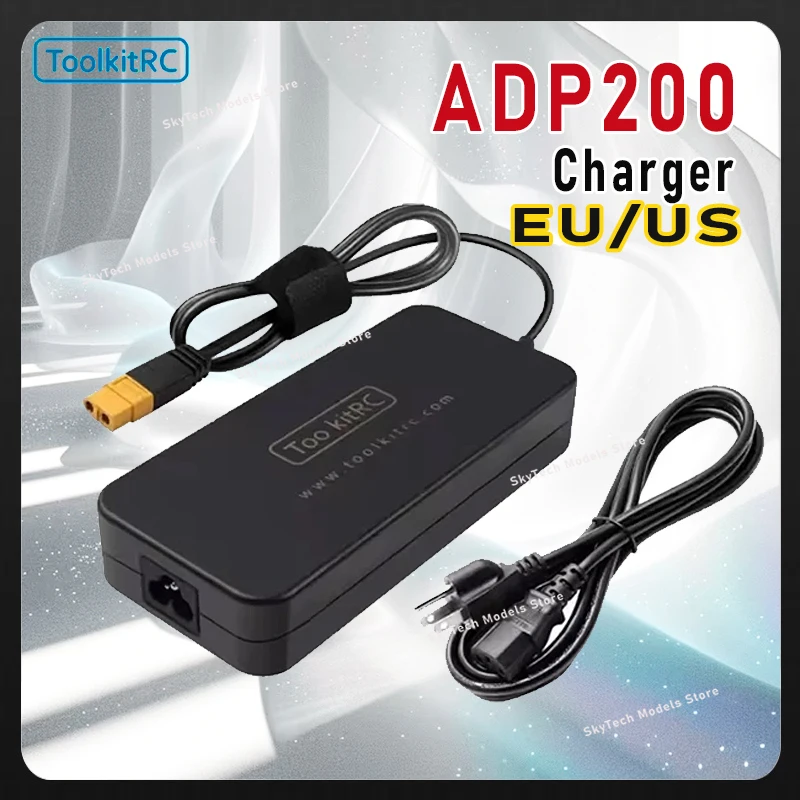 

ToolkitRC ADP200 AC Power Adapter 200W Power Supply XT60 Plug Output 19.5V 10.3A for RC iSDT GTPower HotRC SkyRC