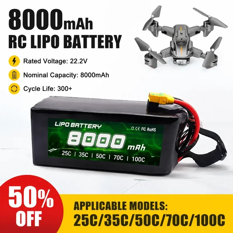

For RC Aircraft Model Car Model Ship Model Battery Lithium 8000mAh High Discharge Rate High C Violent RC Battery