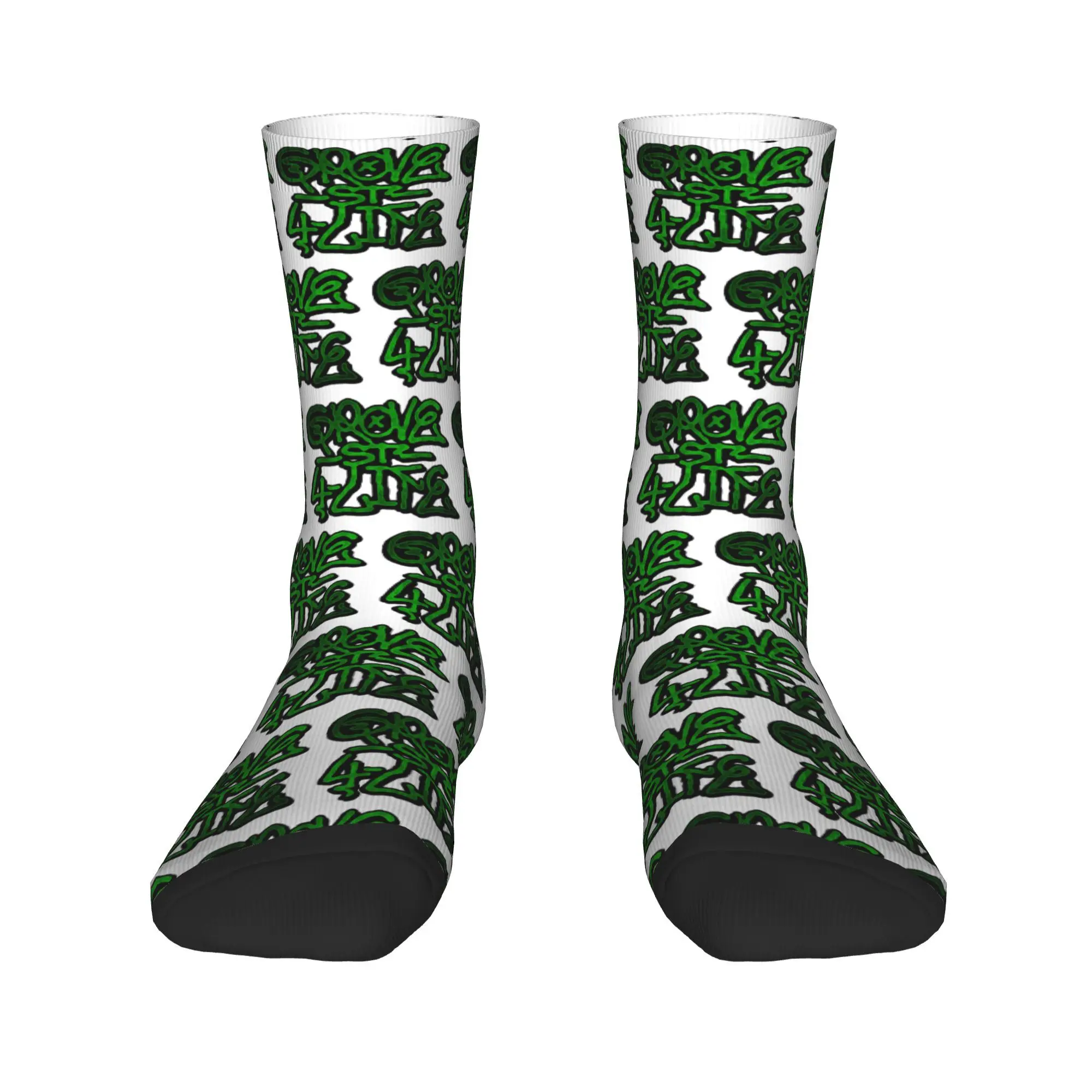 Harajuku Grove 4 Life GTA San Andreas Socks Harajuku جوارب ممتصة للعرق جوارب رياضية متوسطة جوارب أنبوبية هدية عيد ميلاد ناعمة