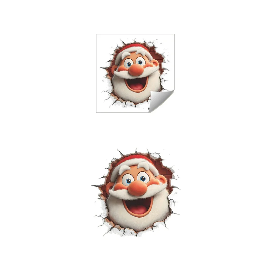 Winter Holiday Santa Claus Wall Sticker 3D Removable PVC Christmas Decoration For Walls Windows Doors Tiles And Mirror Surfaces