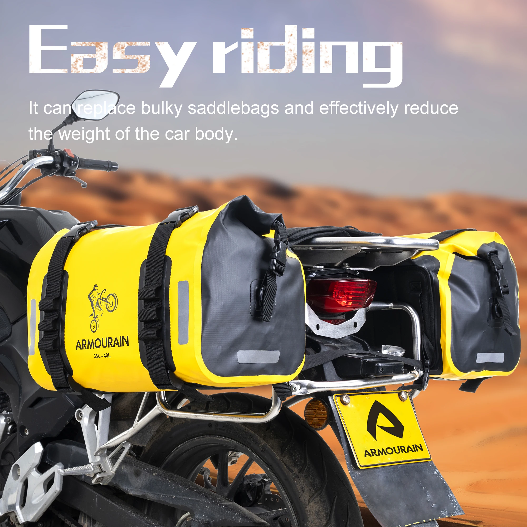 35L Waterproof Motorcycle Saddle Bag Motorbike Side Pannier Luggage Pack Helmet Storage Tail Bag Riding Travel Equipment