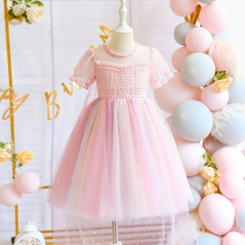 

Baby Girls Dress Toddler Summer Elegant Dress With Cloak Children 2 3 4 5 6 7 8 9st Kids Princess Dress Birthday Party Clothes