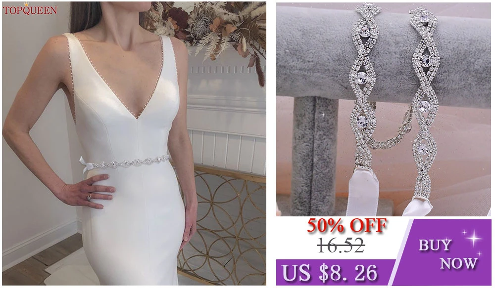 TOPQUEEN accesorios de boda vestido para ocasión Formal Liga de lujo cinturón de diamantes de imitación vestido de liga vestido de noche para novias Weddin S41