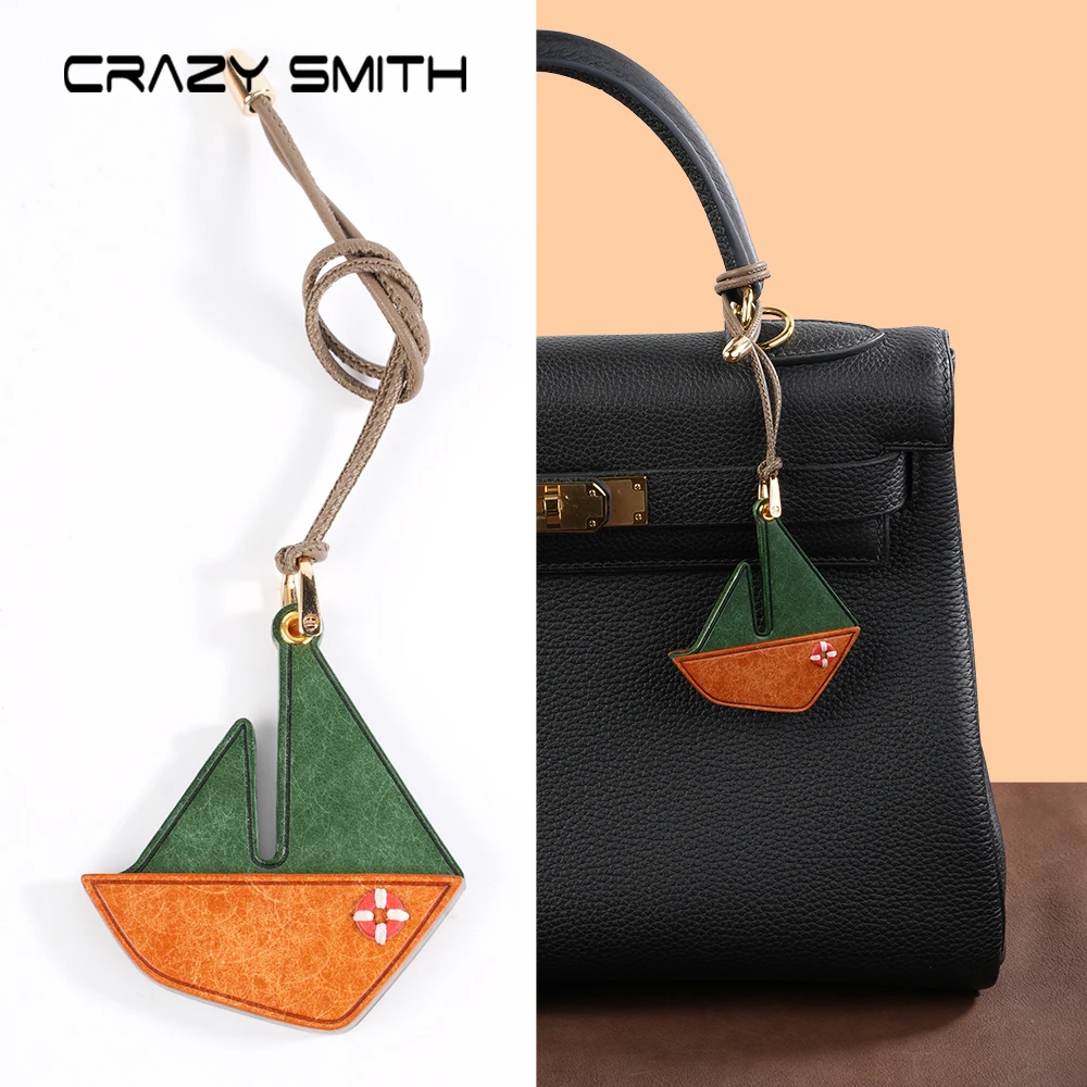 

CRAZYSMITH сумка из натуральной кожи ручной работы, подвеска-парусник, брелок для ключей, кошелек, подвеска для сумки, подвеска для сумок, аксессуары для подарочной сумки «сделай сам»