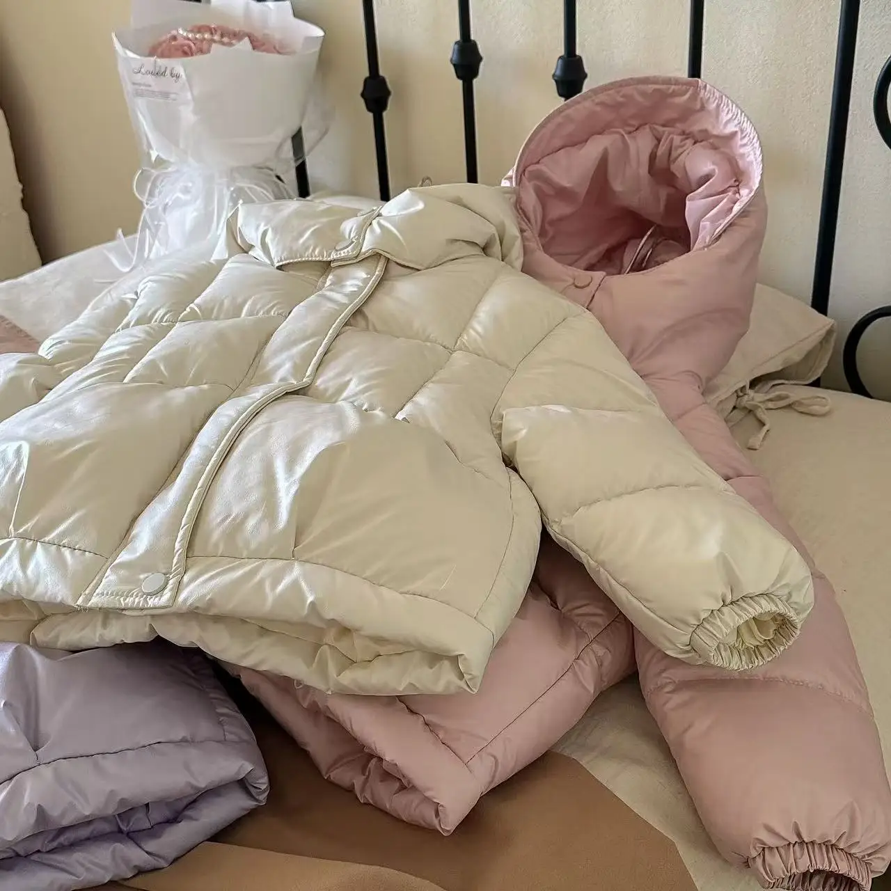 2025 New Winter Kids Girl Warm Down Jackets Autumn Baby Hooded Cotton Coat Girls Solid Outerwear Children Clothing 110-150CM