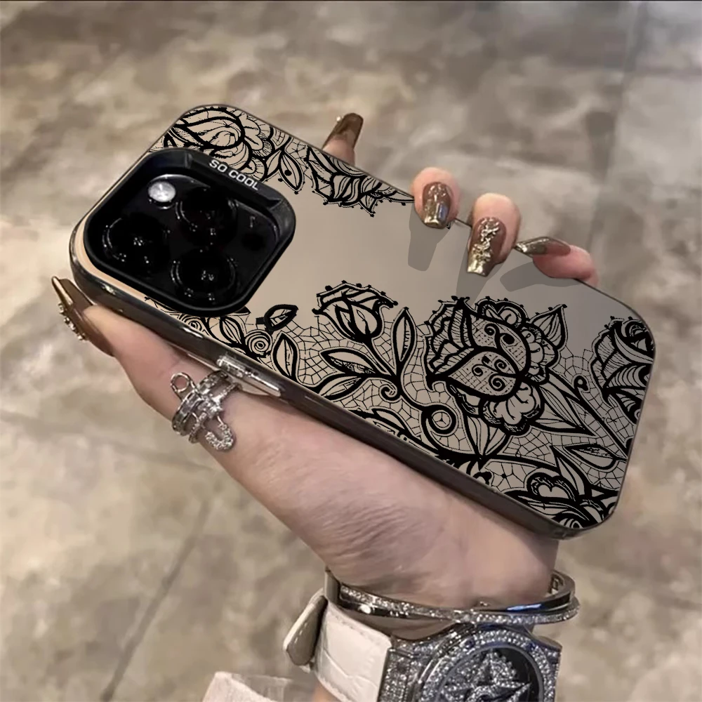 Luxuriöse Spitzenblumen-Hülle für iPhone 16 17 15 Pro Max Hüllen iPhone 17 11 12 13 ProMax 14 15 16e Plus 8 XS XR Stoßfeste IMD-Hülle – Detail 1