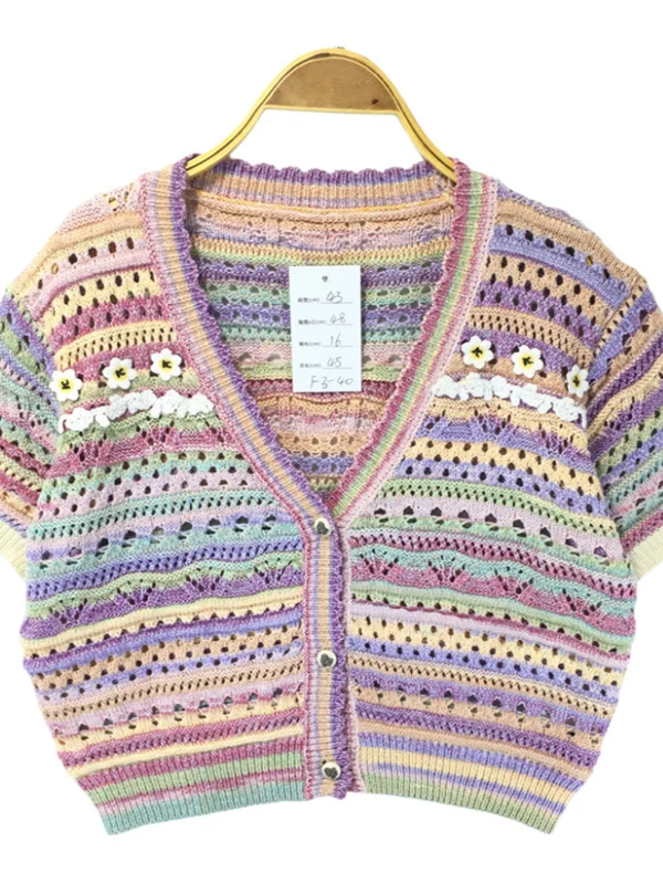 

Винтажный вышитый двухслойный свитер из смешанного волокна, однотонный роскошный свитер с цветочным принтом, удобный трикотаж ручной работы