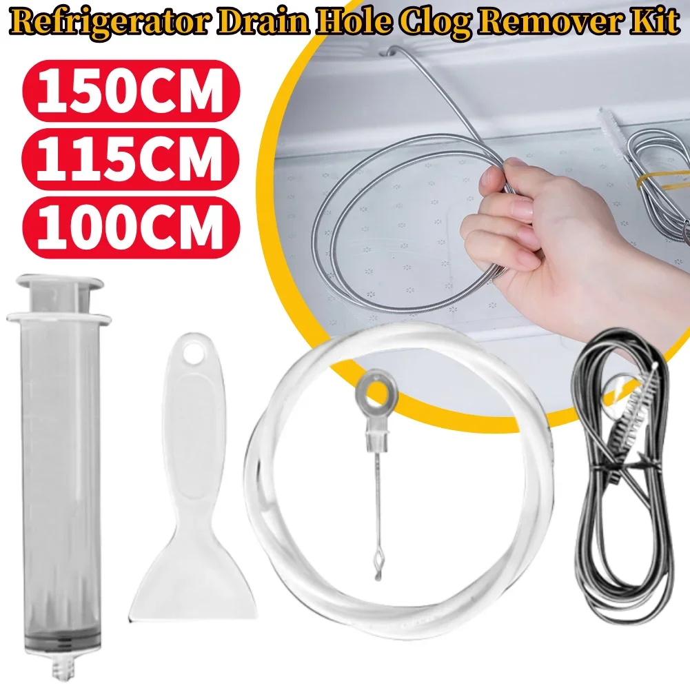 5pcs Fridge Unblocker Cleaning Tool Set Flexible Refrigerator Scrub Brush Reusable Refrigerators Dredging Tool Cleaning Syringe