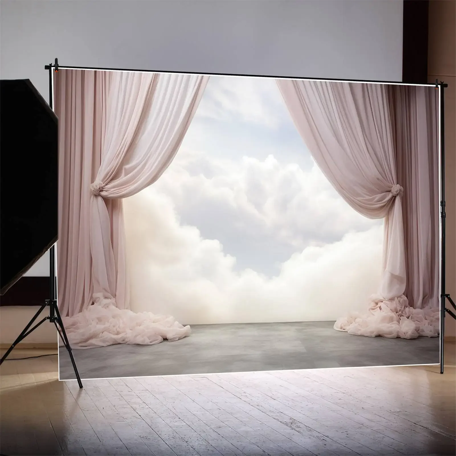 Moon. qg Hintergrund Hochzeit Vorhänge rosa Vorhang Dekorationen Foto Hintergrund Zement Bühne blaue Wolke Himmel Home Studio für Fotoshooting