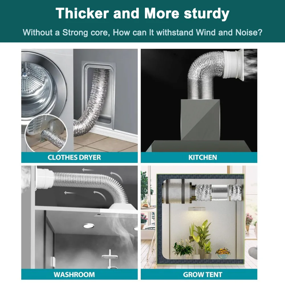 1 5 متر خرطوم عادم من رقائق الألومنيوم مرن تلسكوبي قابل للتمديد تنفيس الأنابيب مقاومة درجات الحرارة العالية لمكيف الهواء المجفف #6