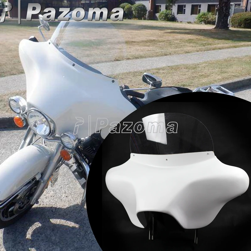 Fiberglass Headlight Batwing Fairing Detachable Outer Upper Fairing Speakers Stereo Windscreen for Harley Touring Road King FLHR