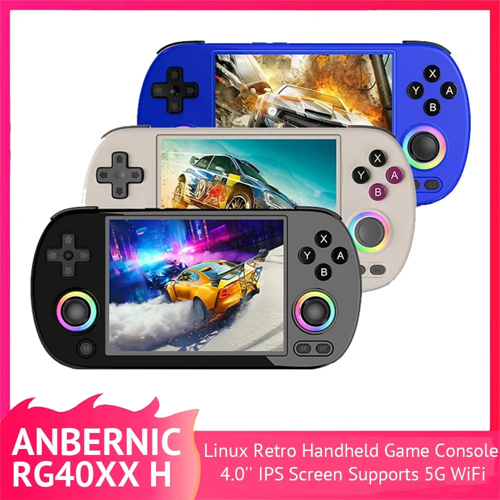 ANBERNIC RG40XX H 64 Bit Linux Retro Handheld Game Console 4.0'' IPS Screen Supports 5G WiFi Bluetooth HDMI-TV Output RG40XXH