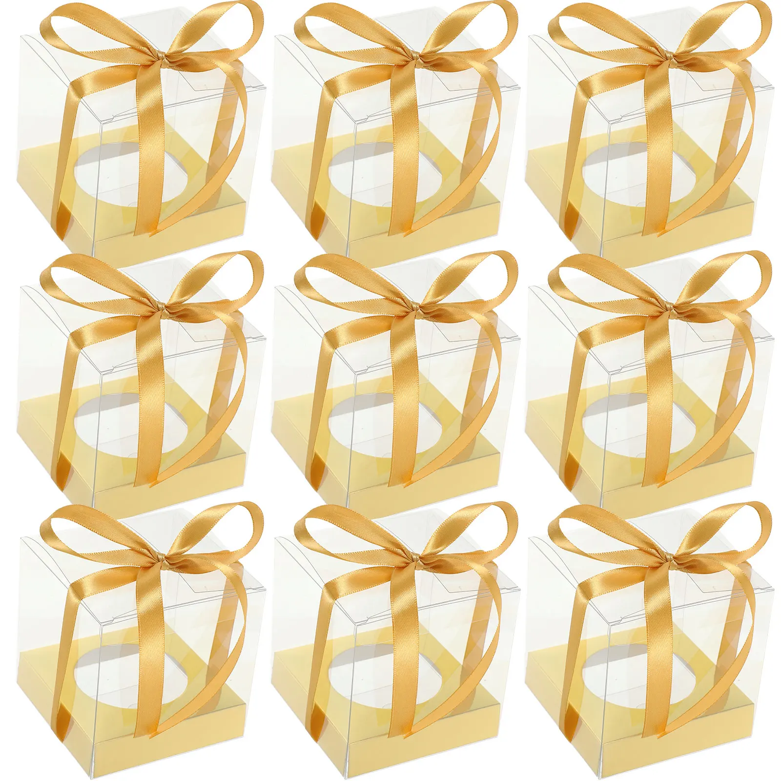 

30 Pcs Cake Box Clear Bakery Boxes Packing With Ribbon Plastic Mini Reusable Transparent Lid