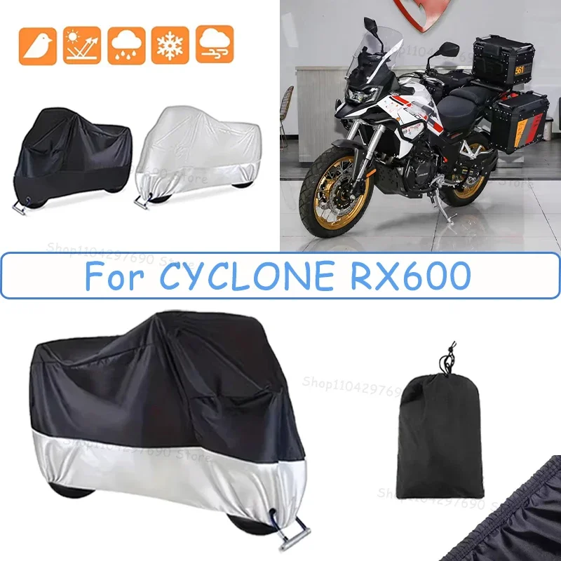 210D Oxford Motorcycle Cover Waterproof All Season UV Protection For CYCLONE RX600 Anti-Tear Windproof Motorbike Cover