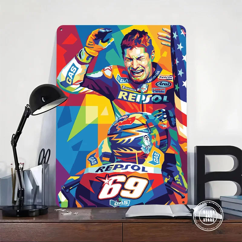 Nicky Hayden Celebration Pop Art Poster Retro 3D Printed Metal Signs Customized Wall Hanging Gift for Custom Plate Home Decor