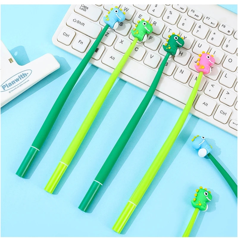 

48 Pcs Creative Soft Glue Small Dinosaur Rocking Music Neutral Pen Cartoon Cute Design Water Pen Back To School