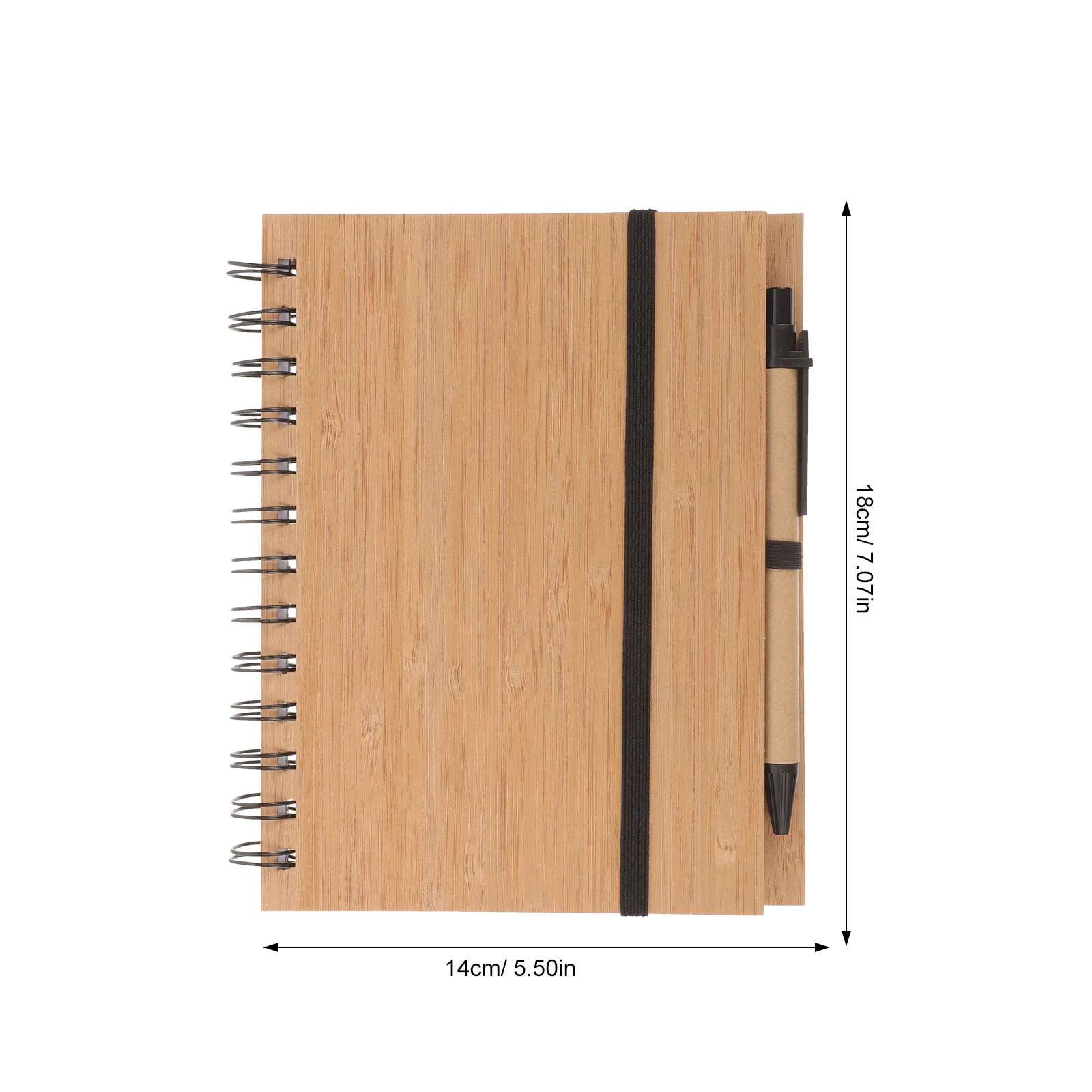 Wood Grain Notepad Spiral Writing Notebook Diary Monthly Planner Book With Pen Office School Stationery Supplies