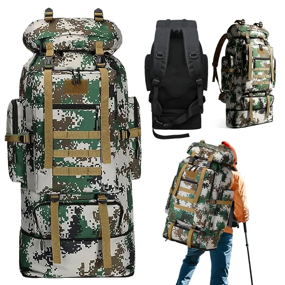 Plecak turystyczny 100L, plecak survivalowy do wspinaczki górskiej, plecak sportowy na co dzień, wielofunkcyjna torba podróżna z wieloma kieszeniami na zamek błyskawiczny do wspinaczki, kempingu i