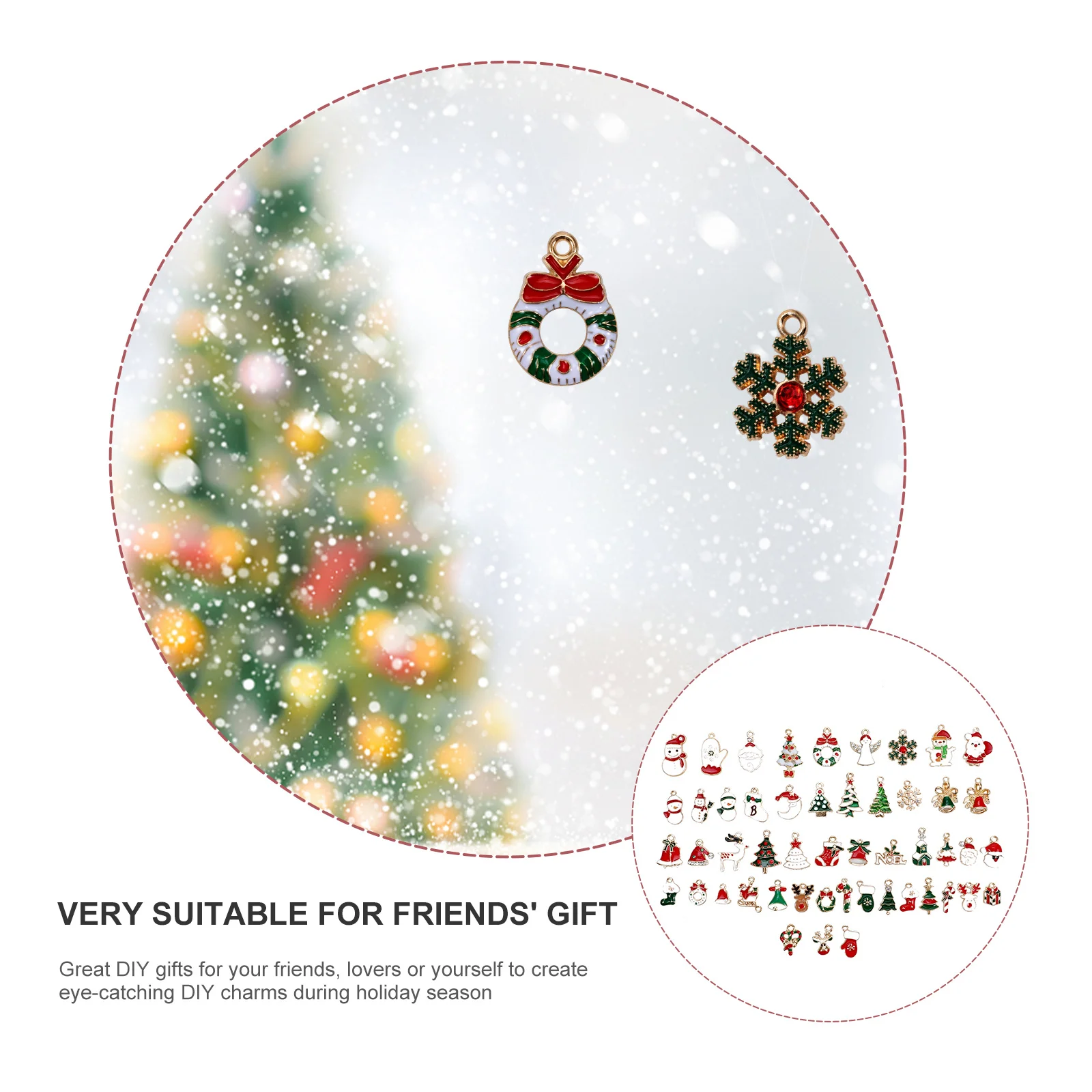 

50 Pcs Xmas Christmas Earrings Bracelet Pendant Connector Charms for Bracelets Drop Decoration