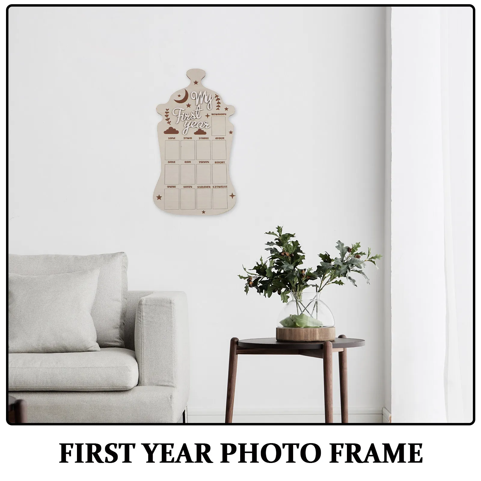 Baby First Year Photo Frame For Nursery Decor Baby Newborn Monthly Picture Feeding-bottle Shape Display Keepsake