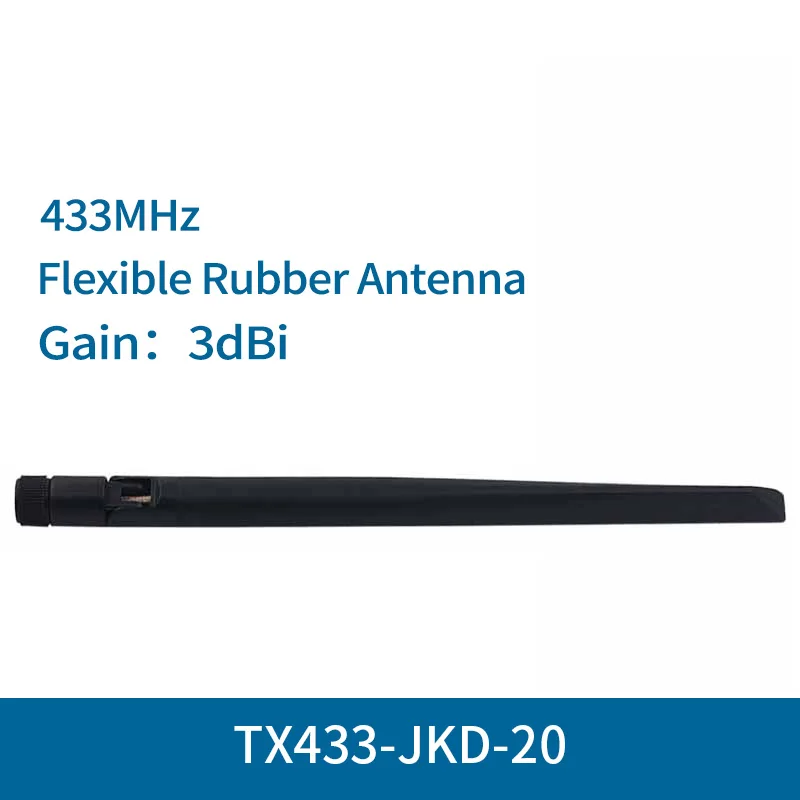 433MHz 3dBi 50 ohm Wifi Antenna Flexible TX433-JKD-20 Rubber Antenna SMA-J Interface TPEE Wide Angle Pure Copper APs