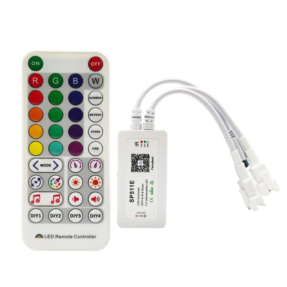 SP511E WiFi Music LED Controller for WS2812b WS2811 Addressable Pixel RGB LED Strip Dual Output Alexa Smart Voice APPControllers