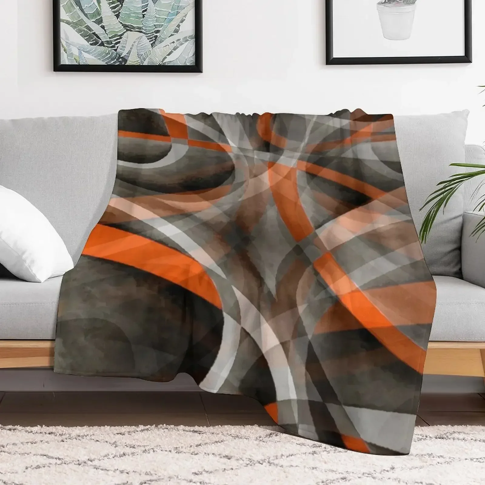 

Eighties Burned Orange On Grey Abstract Strip Pattern Throw Blanket Sofa Quilt Sofa Throw warm winter Hairys Blankets