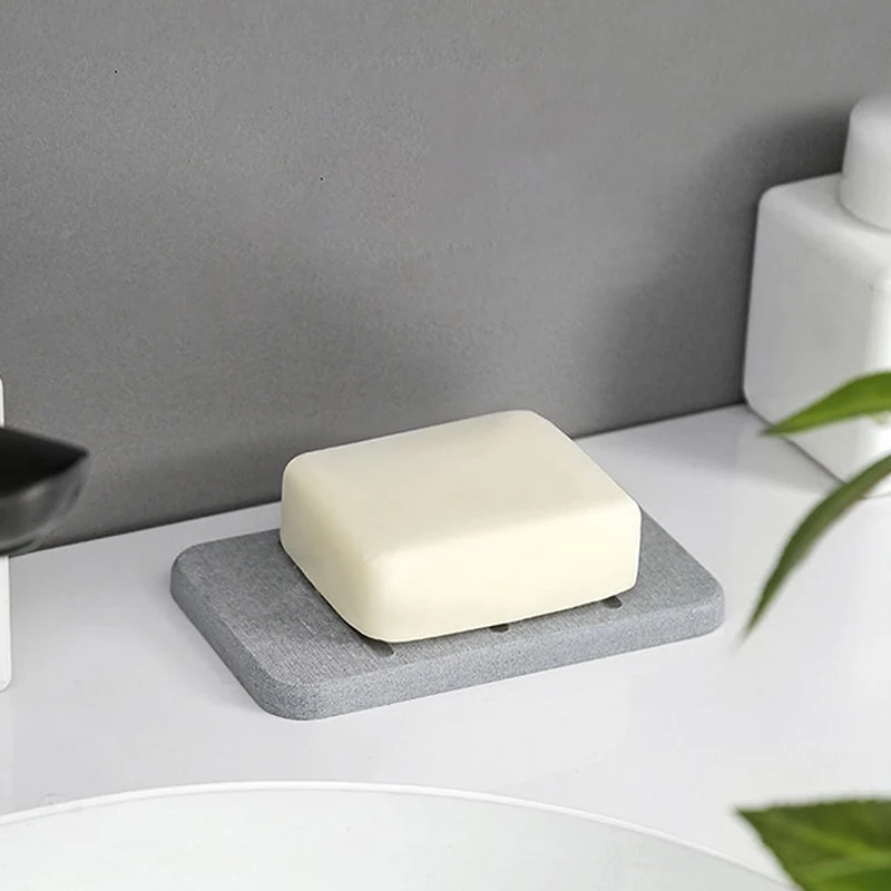 ✦ Bathroom Countertop Soap Toiletries Absorbent Mat Rectangular Soap Holder Bathroom Supplies Diatom Mud Soap Dish Quick-Dry Pad - view 3