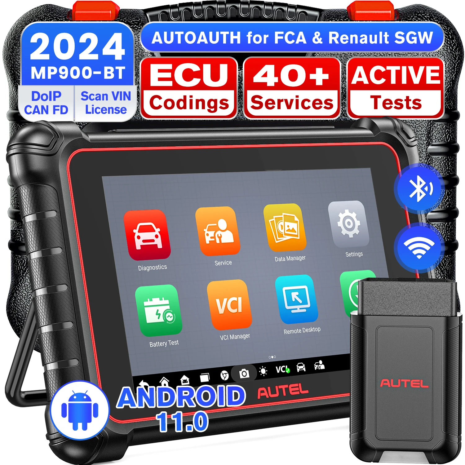 Autel MaxiPRO MP900-BT OBD2-scanner ECU-codering Bidirectionele scantool VIN/Licentiescan 40 + service Opgewaardeerd van MP808BT Pro/MP900