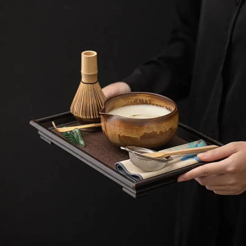 8PCS New Japanese Style (Ancient Kiln) Matcha Set, Ceramic Matcha Bowl，Tea Scoop, Complete Tea Ceremony Tools, For Making Matcha