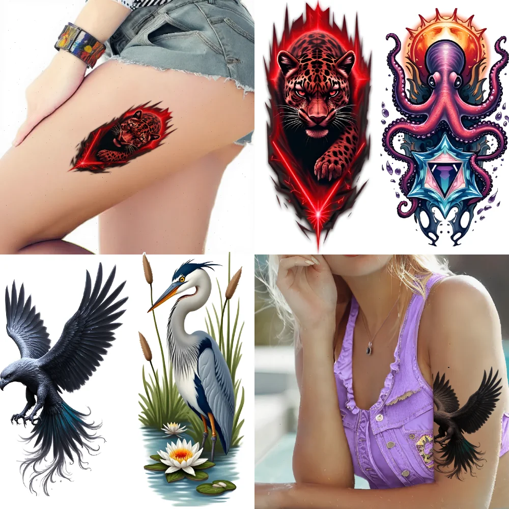 3 stks tijdelijke tattoo adelaar waterdichte langdurige lichaamsstickers schorpioen reiger realistische tijdelijke tatoeages phoenix voor armen