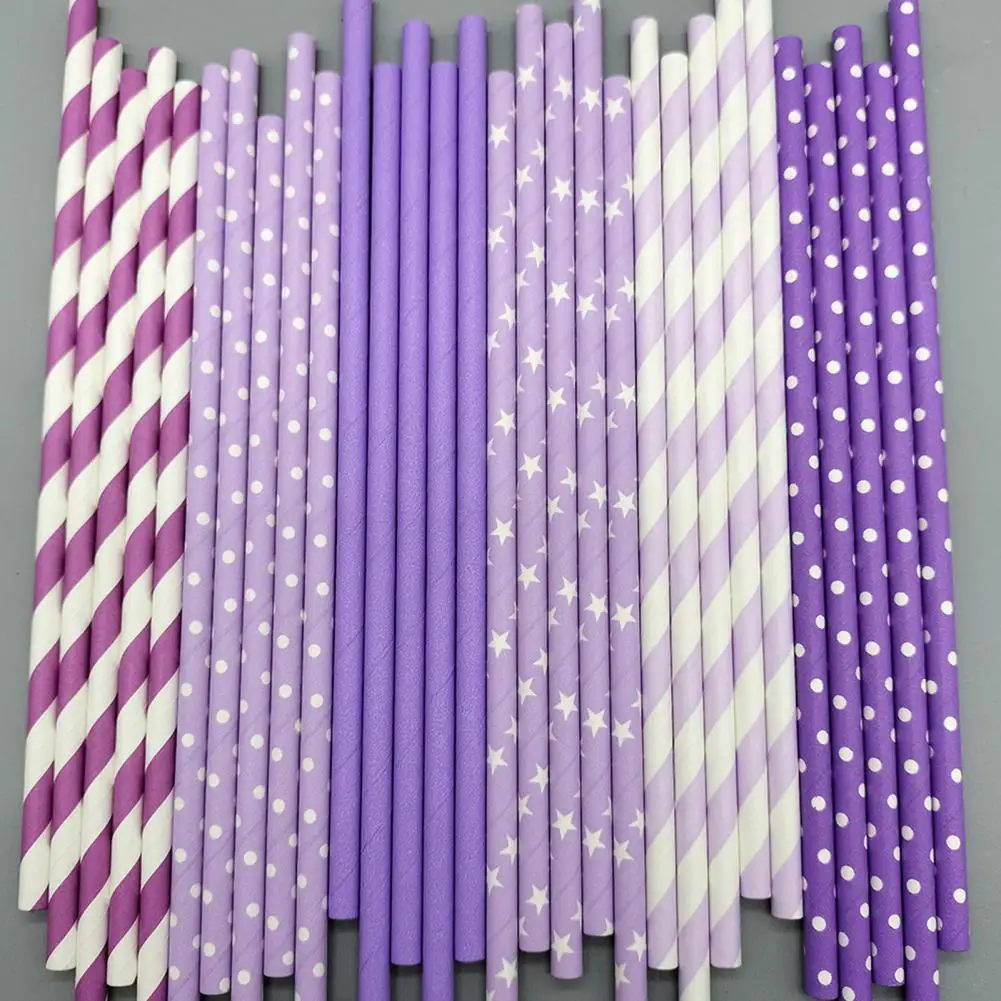 Party Straws 100pcs Disposable Paper Straws Food Grade Bpa Free Heart Dot Print for Holiday Parties Drinking Water