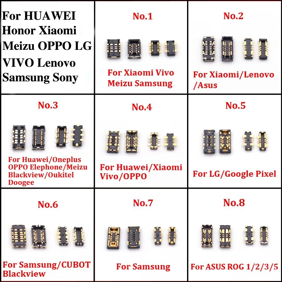 10 قطعة موصل FPC الداخلي مشبك بطارية بديل لـ Samsung Xiaomi Redmi هواوي Honor ASUS LG OPPO VIVO Lenovo Meizu Sony #1