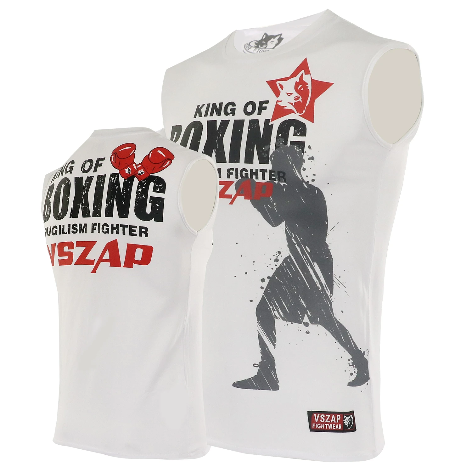 VSZAP Muay Thai Shirt Kick Boxing Shirt Men Women Sleeveless Fight Kickboxing Tank Top Jersey Jiujitsu Martial Arts MMA Clothes