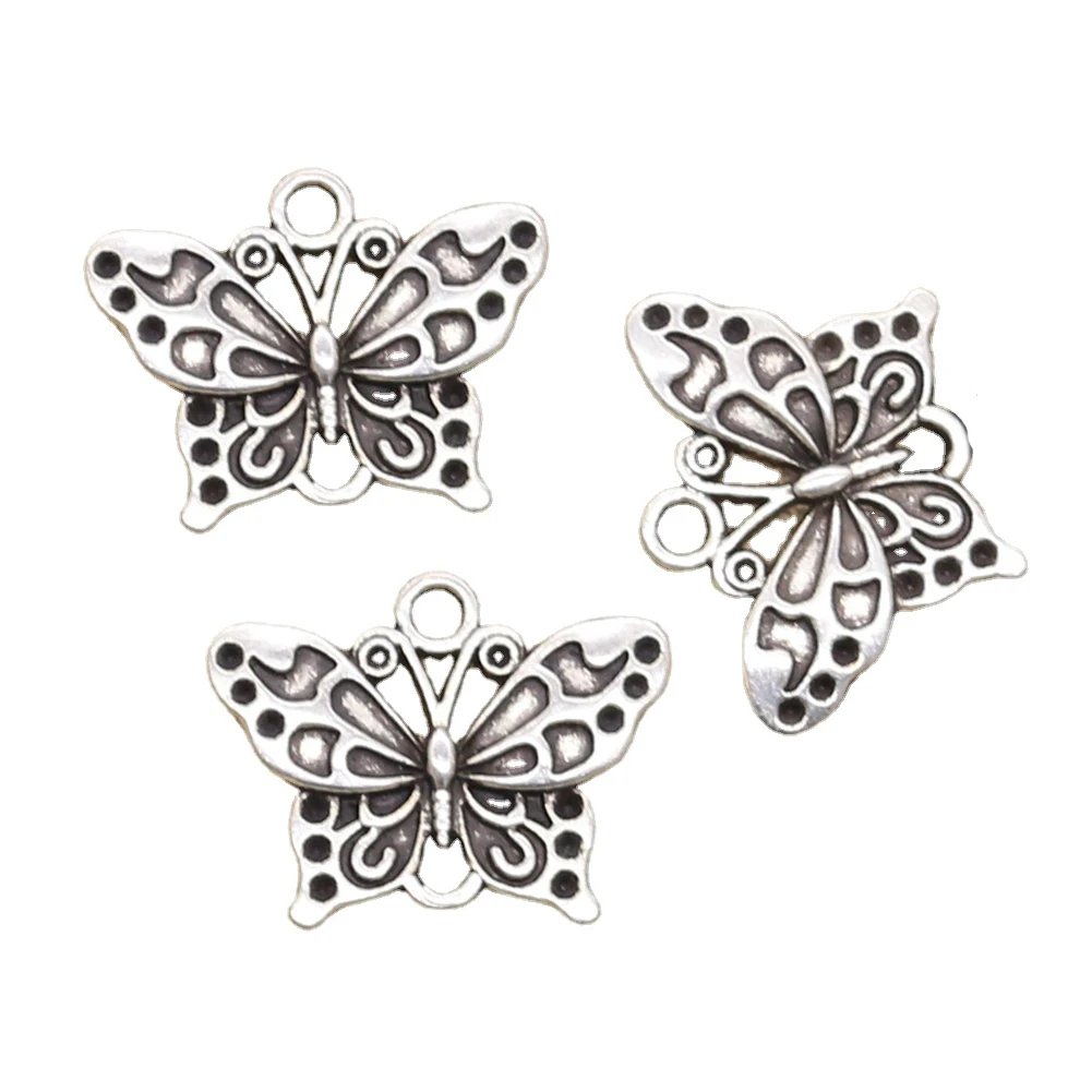 10 sztuk Charms motyl złącze 20x25mm Antique Making wisiorek fit,Vintage tybetański srebrny kolor, ręcznie robiona biżuteria DIY