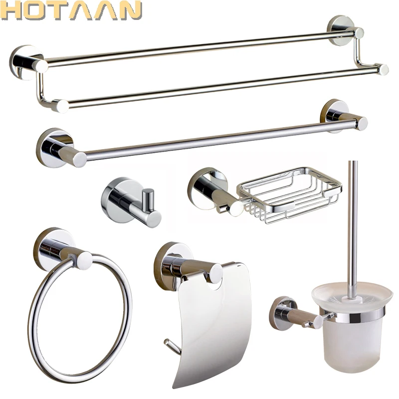 

Solid Brass Bathroom Hardware Set Chrome Polished Toothbrush Holder Paper Holder Towel Bar Bathroom Accessories Rpund Shape