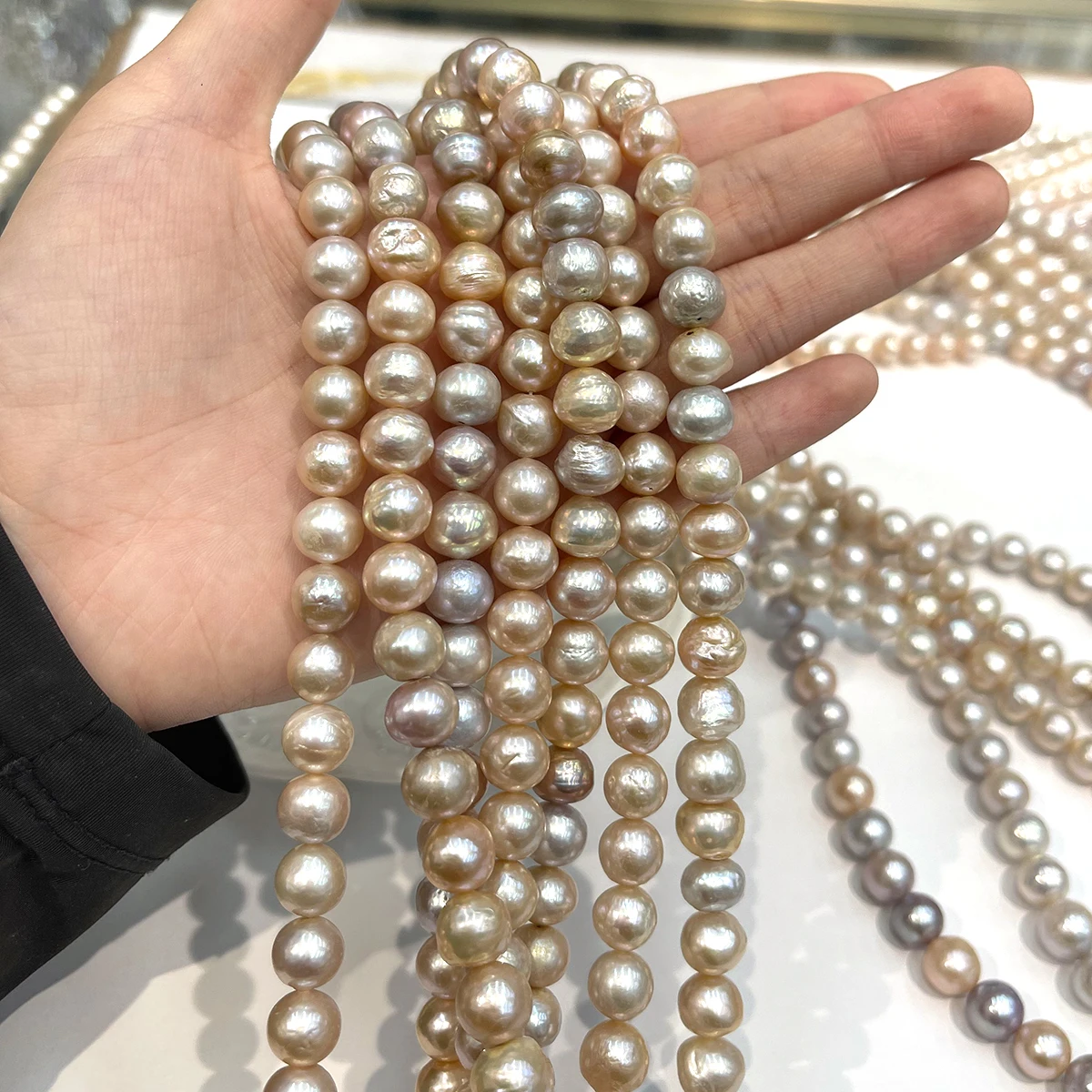 Natural Freshwater Pearl Loose Beads 9‑11mm Near Round Colorful Craft Beads for Necklace Bracelet Earring Jewelry Making Gifts