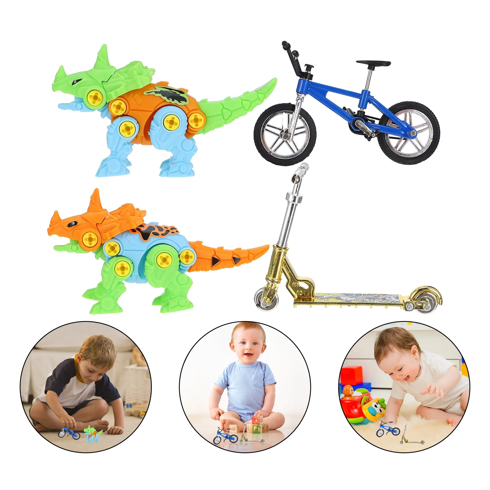 1-セットミニフィンガーバイクスクーター-diy-恐竜アルミ合金プラスチックフィンガースポーツセットデスクトップゲーム楽しい柔軟性トレーニングギフト