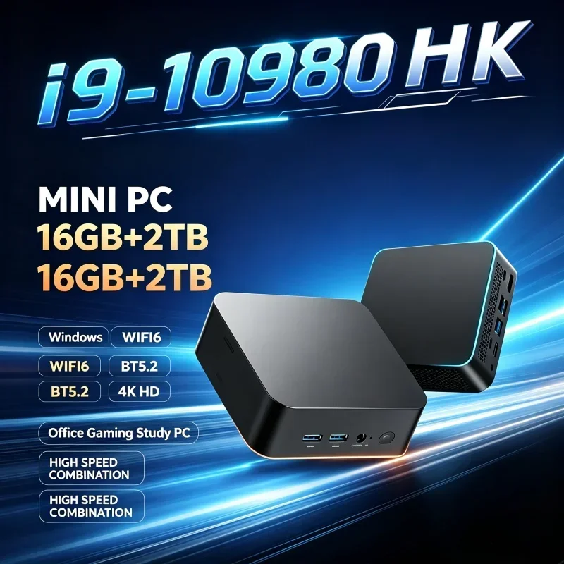 Mini Computer Intel I9-10980HK 16GB RAM 1TB SSD Windows 11 Mini PC 4K Multimedia WiFi6 Bluetooth 5.2 Small Host Office Home Use