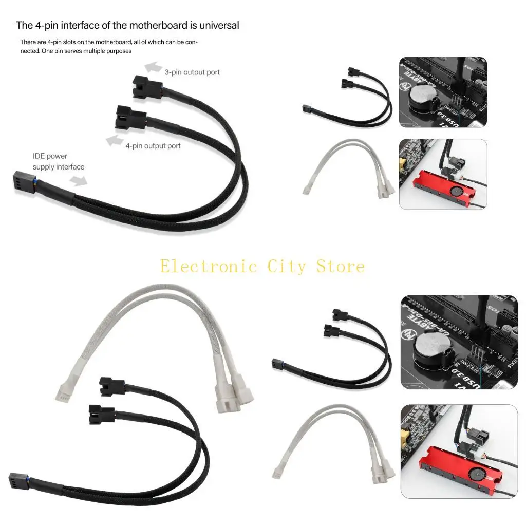 

4Pin Fan Adapter for Multiple Cooling Fan Secure Power Connection Durability HU8D