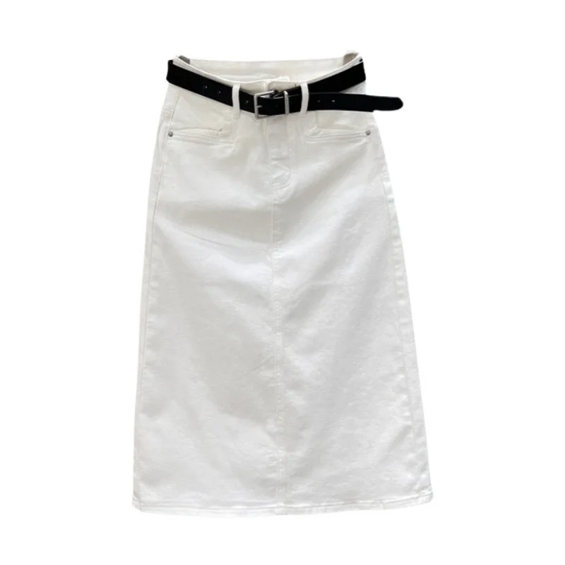 High Waist A-Line Denim Skirt Women plus Size Slimming Mid-Length Slit Bodycon Skirt New Arrival 2026 Straight Long Jeans Skirt