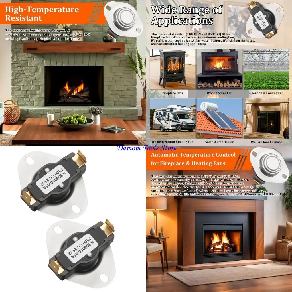 

57BE Open/Normally Closed Temperature Switches Thermostat Manager For Stove Blowers To increase Heating Efficiency