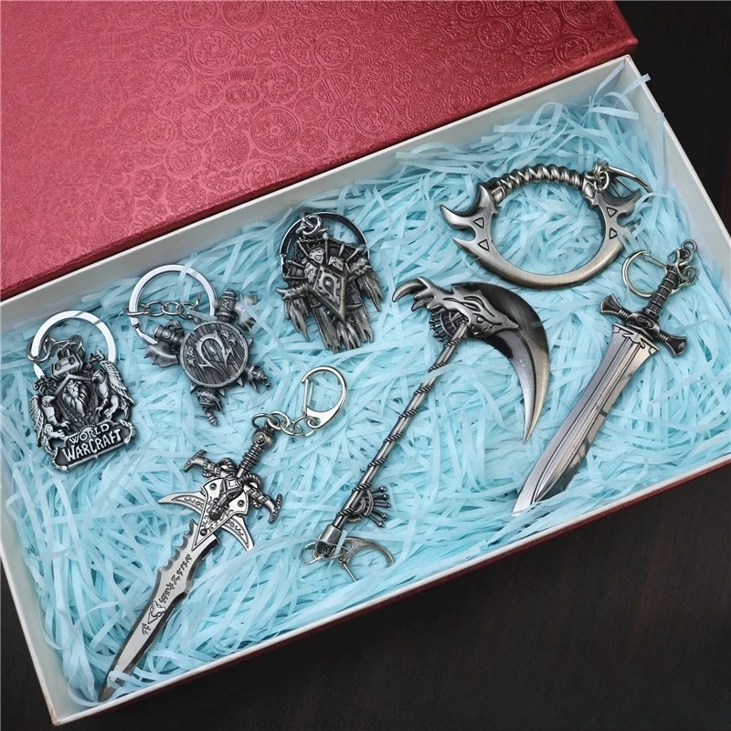 New World of Warcraft Gioco Figura Periferica Artigianato in metallo Modello Zaino Portachiavi con ciondolo decorativo Regali di Natale Giocattoli