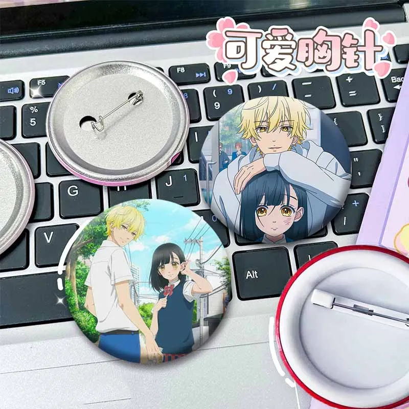 Cute Anime Honey Lemon Soda Coin Badges Cartoon Kai Uka Enamel Pin Round Brooches on Backpack Hat Cosplay Accessories Toys Gifts
