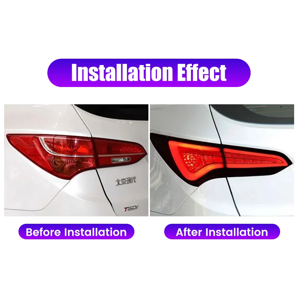 Pair of Car Tail Light Assembly For Hyundai IX45 2013-2014 LED DRL Brake Light Flowing Water Flicker Tail Lamps Tailights