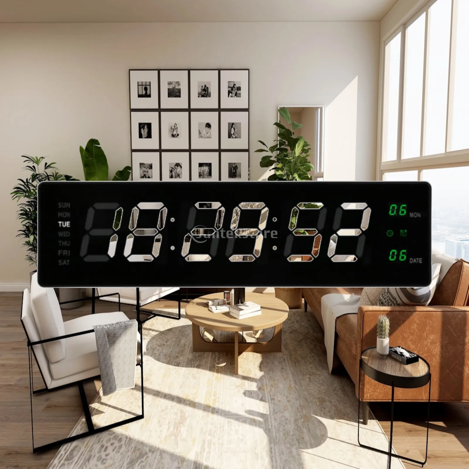 Digital LED Clock Wall Mounted Calendar Alarm Large Numbers Easy Read USB Port for Classroom and Hall